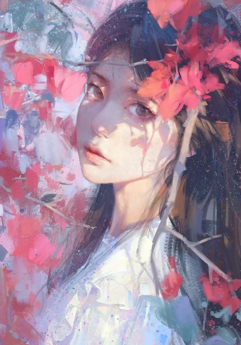 花海少女·唯美写实风原创插画 梦幻光影手机壁纸精选