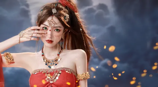cos美女，cos风铃公主的高颜值美女小姐姐火辣红裙图片-iPhone17-1