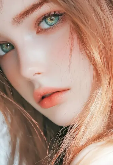红发绿眸清新妆容女生 唯美氛围感壁纸
