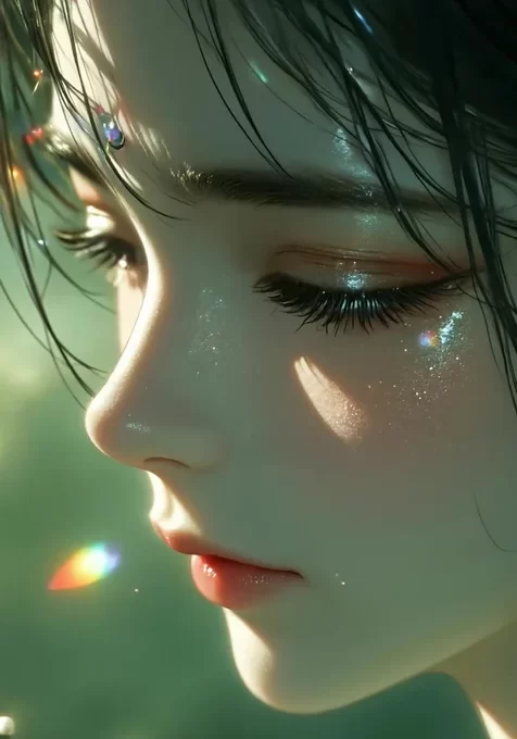 唯美国风美少女·闪粉光影落泪·国漫动态手机壁纸推荐