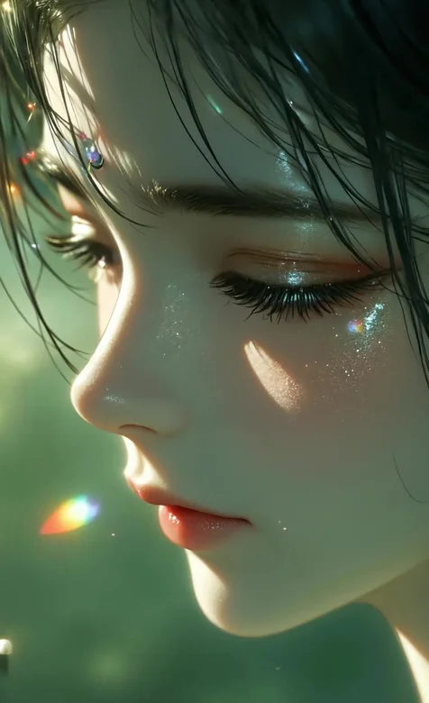 唯美国风美少女·闪粉光影落泪·国漫动态手机壁纸推荐-iPhone17-1