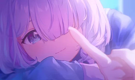 粉发少女·温柔抬指 唯美二次元动漫动态电脑壁纸