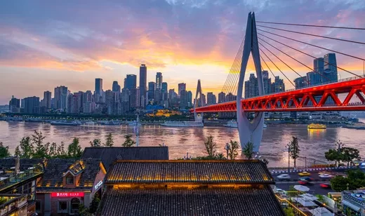 重庆千厮门大桥·渝中天际线 唯美黄昏 超高清城市夜景壁纸