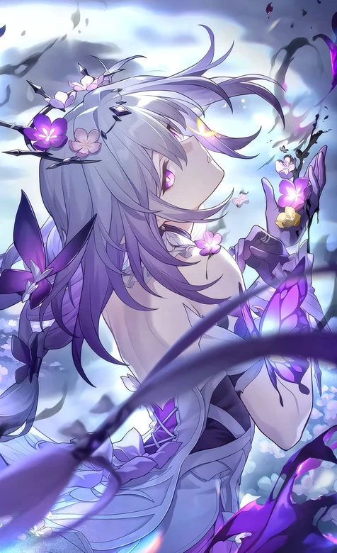 紫发花饰少女·梦幻蝶影 唯美风超高清游戏角色壁纸-iPhone17-1