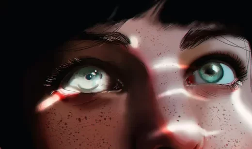 欧美齐刘海美女近照人像手绘画高清电脑壁纸