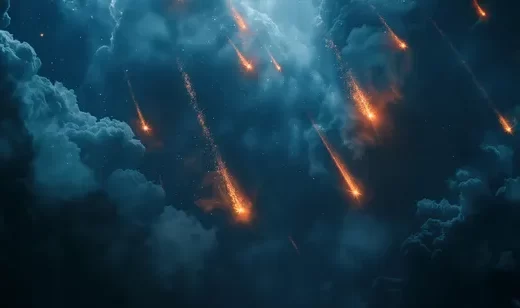 夜晚，天空，星星，云朵，划破夜空的流星雨唯美大自然景色壁纸图片