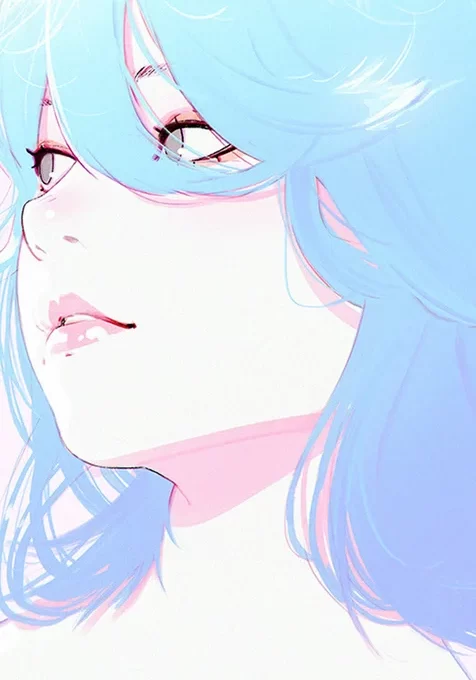蓝色短发动漫女孩高清手机桌面