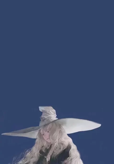 戴着巫师帽有着长长的白发的动漫女生