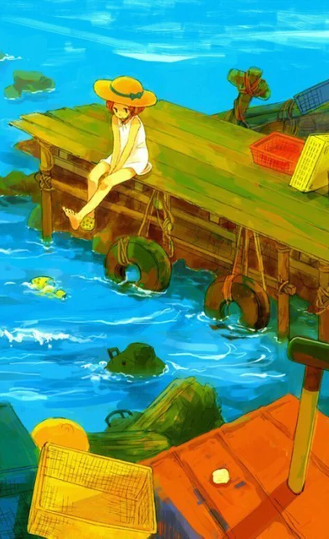 海边木桥上的女孩手机壁纸-iPhone17-1