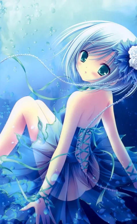 蓝色动漫手机壁纸之美少女-iPhone17-1