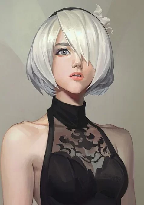 白色短发动漫少女 性感手机壁纸