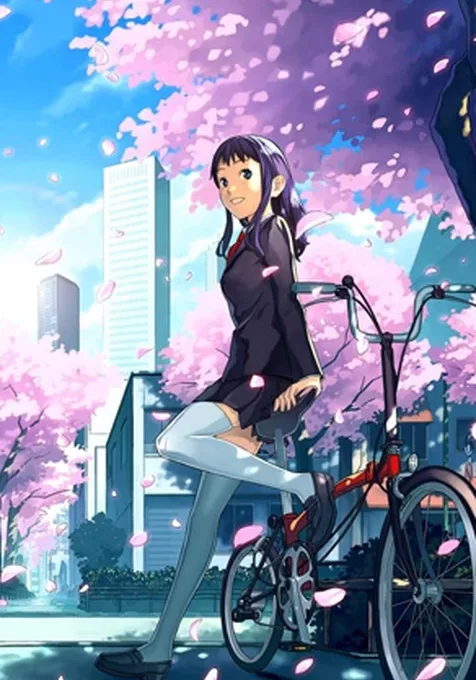 单车动漫少女手机壁纸下载