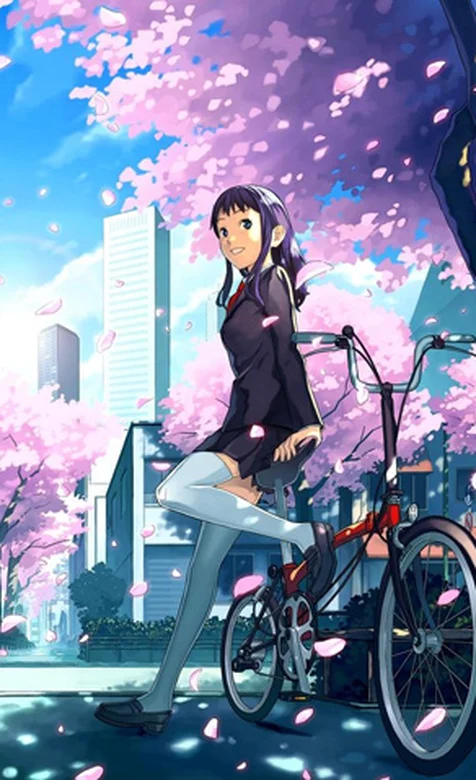 单车动漫少女手机壁纸下载-iPhone17-1